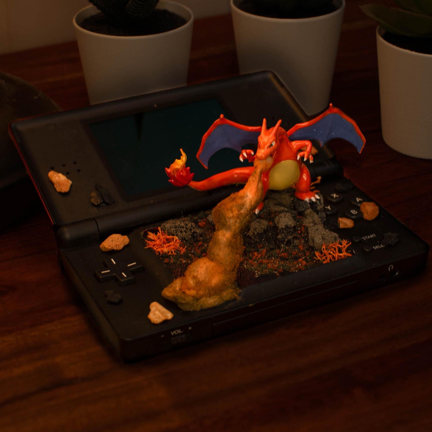 Charizard Diorama on Vintage Nintendo DS | Perfect gift for Pokémon fans | Pokemon Art